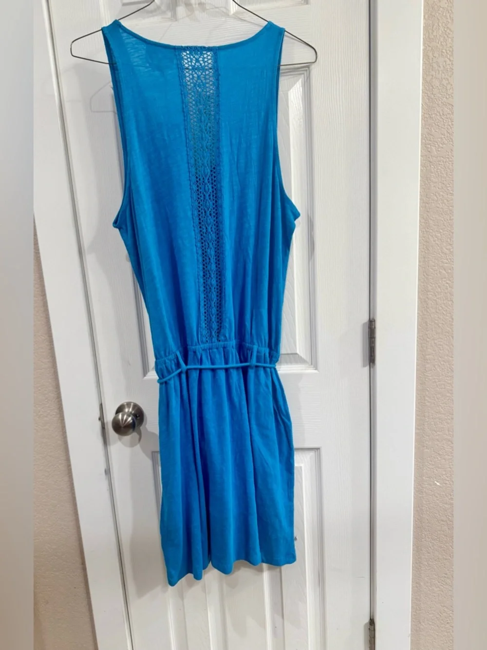 Women's Blue Sleeveless mini Dress - Picture 8 of 10